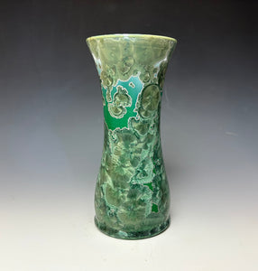 Emerald Green & Silver Crystalline Glazed Vase