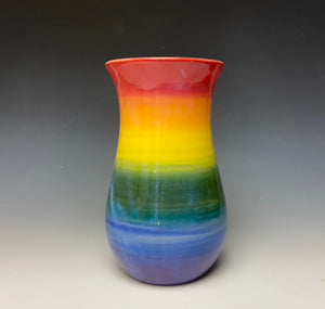 Rainbow Curvy Vase - Red Top