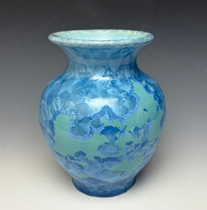 Teal Crystalline Glazed Vase