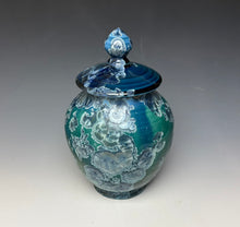 Load image into Gallery viewer, Deep Aqua Crystalline Glazed Jar
