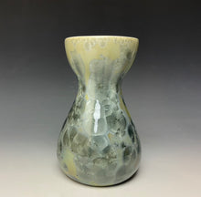 Load image into Gallery viewer, Olive and Denim Crystalline Glazed Bulb Vase
