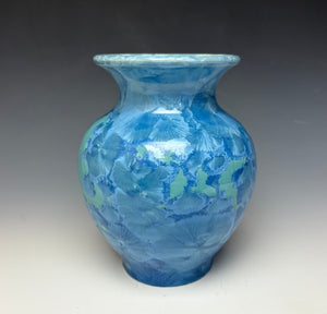 Teal Crystalline Glazed Vase