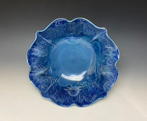 Deep Blue Lotus Serving Bowl