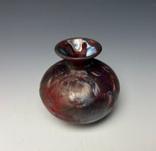 Load image into Gallery viewer, Cobalt &amp; Ruby Galaxy Crystalline Glazed Mini Vase
