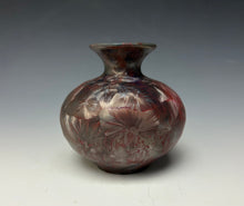 Load image into Gallery viewer, Cobalt &amp; Ruby Galaxy Crystalline Glazed Mini Vase
