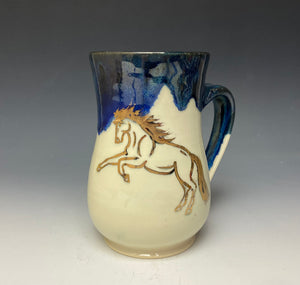 Gold Rearing Horse Mug #1- Galaxy Blue