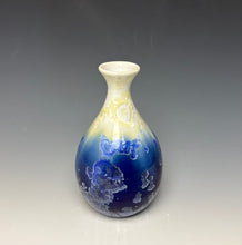 Load image into Gallery viewer, Crystalline Vase in Ivory and Blue
