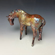 Load image into Gallery viewer, Copper Rainbow Satin Raku Horse 876

