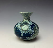 Load image into Gallery viewer, Deep Ocean Blue and Silver Crystalline Mini Vase 2
