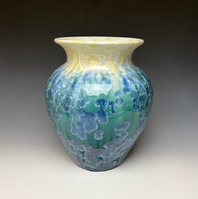 Load image into Gallery viewer, Ivory and Teal Blue Crystalline Vase
