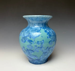 Teal Crystalline Glazed Vase