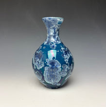 Load image into Gallery viewer, Crystalline Glazed Vase in Atlantic Storm Blue
