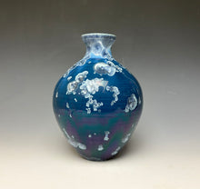 Load image into Gallery viewer, Crystalline Glazed Vase in Atlantic Storm Blue #2
