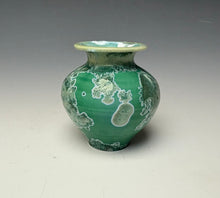 Load image into Gallery viewer, Emerald Green &amp; Silver Crystalline Glazed Mini Vase
