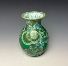 Load image into Gallery viewer, Emerald Green &amp; Silver Crystalline Glazed Vase
