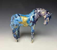 Load image into Gallery viewer, Blue and Gold Marble Horse 883
