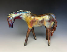 Load image into Gallery viewer, Copper Rainbow Matte Raku Horse 849
