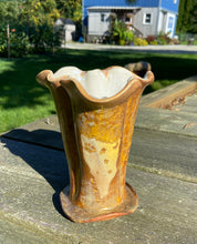 Load image into Gallery viewer, Gold Crystalline Glazed Petal Vase
