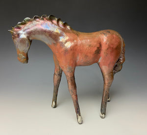 Copper Matte Raku Horse 844