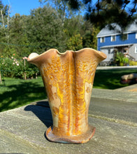 Load image into Gallery viewer, Gold Crystalline Glazed Petal Vase
