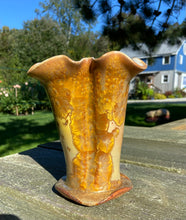 Load image into Gallery viewer, Gold Crystalline Glazed Petal Vase
