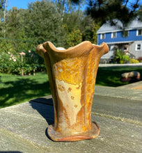 Load image into Gallery viewer, Gold Crystalline Glazed Petal Vase
