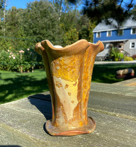 Gold Crystalline Glazed Petal Vase