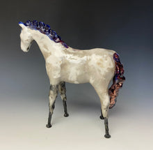 Load image into Gallery viewer, White Crackle and Blue Raku Horse 847
