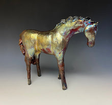 Load image into Gallery viewer, Copper Rainbow Matte Raku Horse 850
