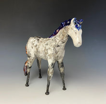 Load image into Gallery viewer, White Crackle and Blue Raku Horse 847
