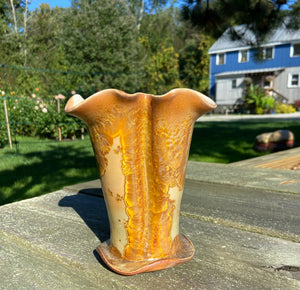 Gold Crystalline Glazed Petal Vase