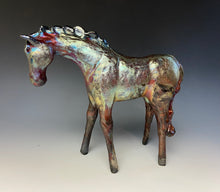 Load image into Gallery viewer, Copper Rainbow Matte Raku Horse 850
