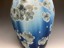 Load image into Gallery viewer, Deep Ocean Blue and Silver Crystalline Vase
