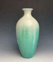 Load image into Gallery viewer, White and Green Crystalline Glazed Vase
