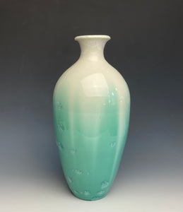 White and Green Crystalline Glazed Vase