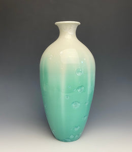 White and Green Crystalline Glazed Vase