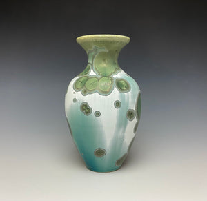 Green & Silver Crystalline Glazed Mini Vase