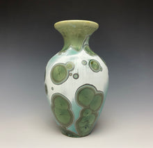 Load image into Gallery viewer, Green &amp; Silver Crystalline Glazed Mini Vase
