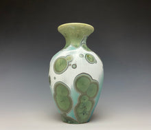 Load image into Gallery viewer, Green &amp; Silver Crystalline Glazed Mini Vase
