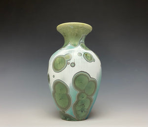 Green & Silver Crystalline Glazed Mini Vase