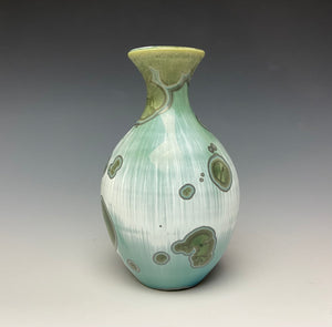 Green & Silver Crystalline Glazed Mini Vase 3