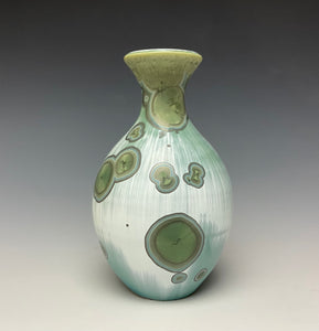Green & Silver Crystalline Glazed Mini Vase 3