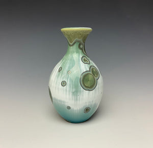 Green & Silver Crystalline Glazed Mini Vase 3