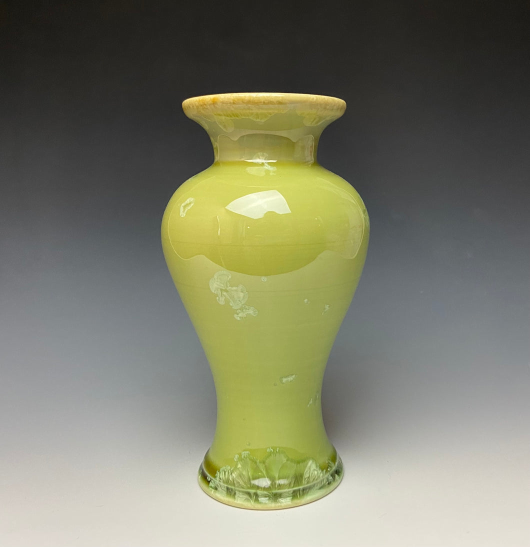 Olive Green Crystalline Glazed Vase