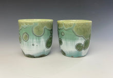 Load image into Gallery viewer, Green and Silver Crystalline Sake Cup
