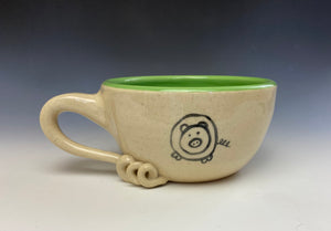 PIGGERY- Soup mug in Lime Green