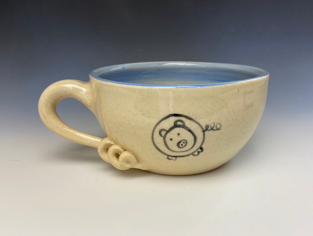 PIGGERY- Soup mug in Light Blue