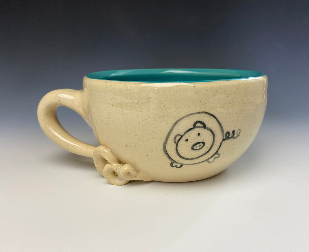 PIGGERY Soup mug in Teal