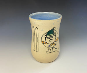 Skiing Pig Mug- Light Blue