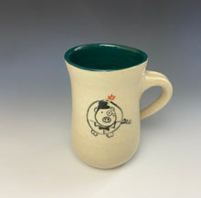 Load image into Gallery viewer, Fancy Pig Mug- Dark Blue Green
